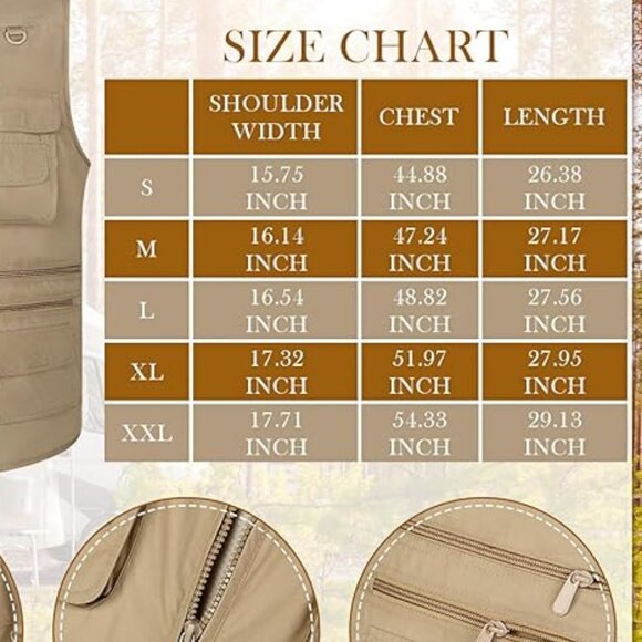 Janmercy 2-Piece Men's Work/Fishing Vest with Hat Lightweight Safari Hunting-XL - Picture 5 of 7